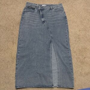 Fashion Nova Blue Denim Midi Skirt